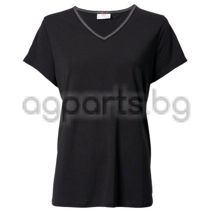 ДАМСКА, ЧЕРНА ТЕНИСКА С  V -ОБРАЗНО ДЕКОЛТЕ